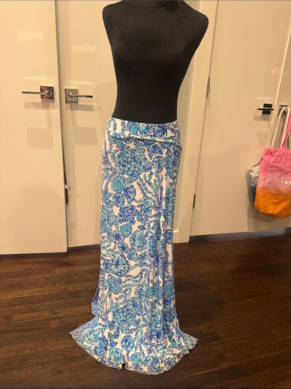 Blue & White Floral Maxi Skirt